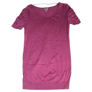 Worthington Short 1/4 Ruched Sleeve Purple Tunic Top 1/4 Women's Size Small